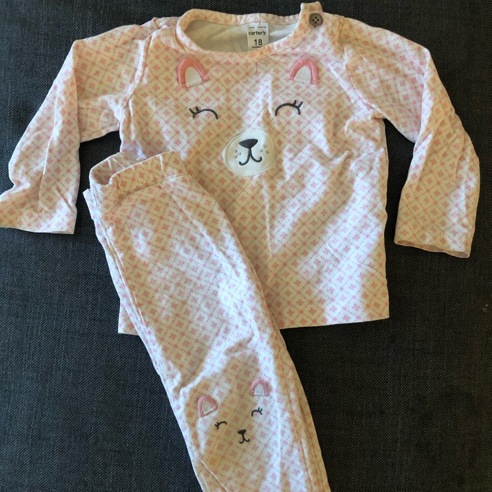Carter’s Bear Face Pink Long Sleeve Pajama Set